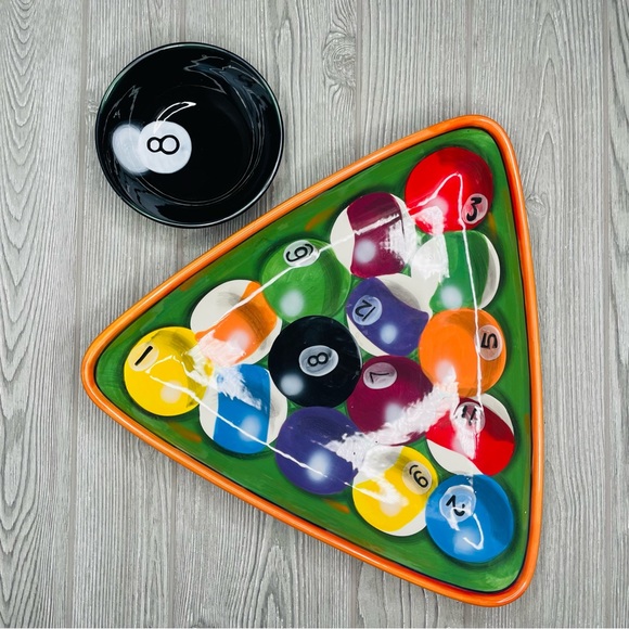 Play Art ceramic pool eight ball chips and dip bowl rack em up bowls collectable - Picture 2 of 8